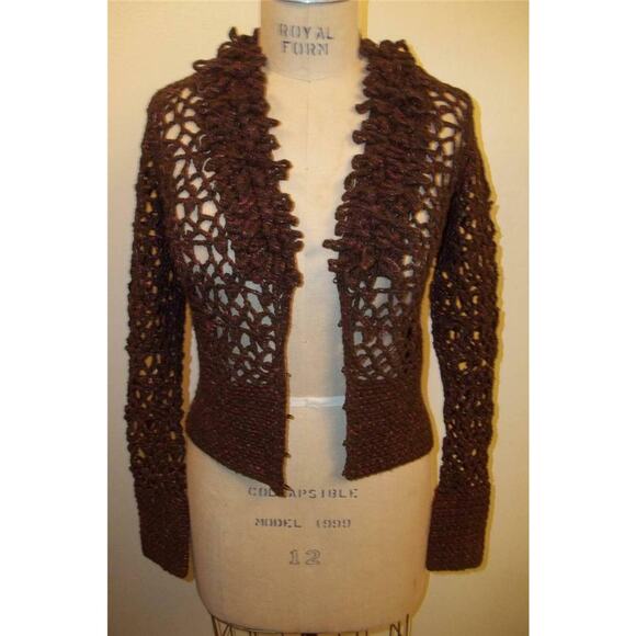 Telluride Clothing Co. Brown & Pink Rosecliff Open Knit Cardigan Sweater S NWT - Picture 8 of 11